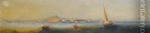 A Panorama Of The Bay Of Naples From The Sea Oil Painting - Girolamo Gianni