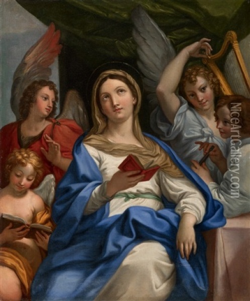 Madonna Mit Musizierenden Engeln Oil Painting - Carlo Maratta
