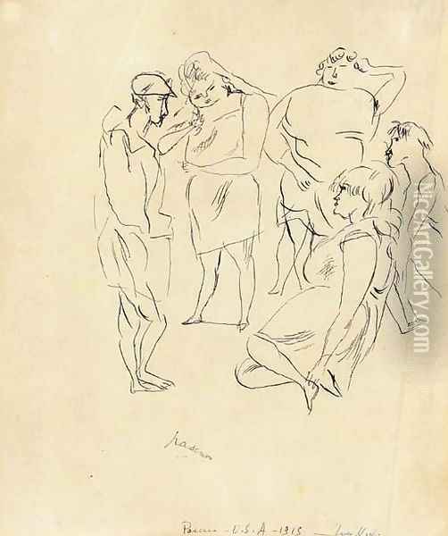 Coney Island Oil Painting - Jules Pascin