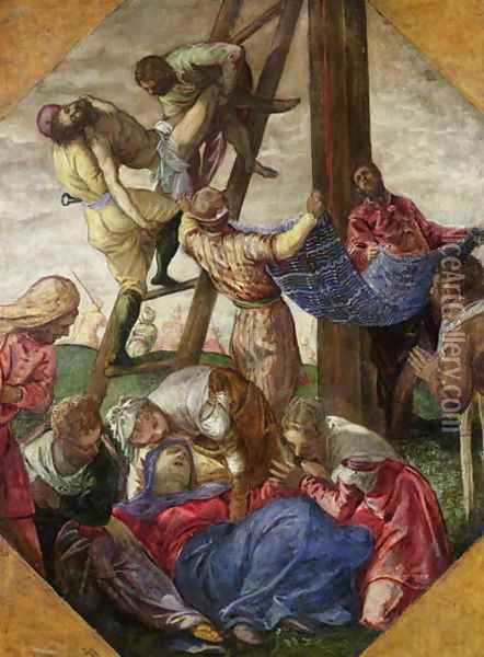 The Descent from the Cross, c.1560-65 Oil Painting - Jacopo Tintoretto (Robusti)