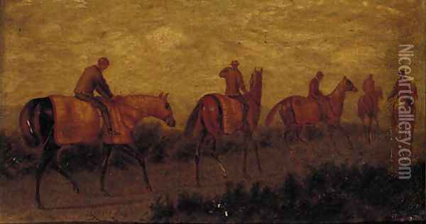 Exercising racehorses Oil Painting - English School