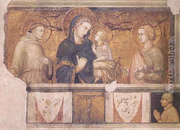 Madonna With St Francis And St John The Evangelist Oil Painting - Pietro Lorenzetti