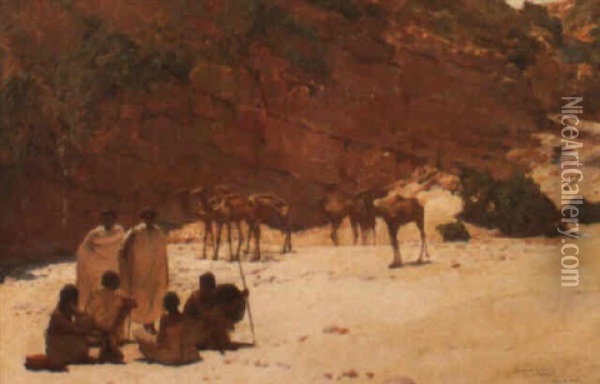 Campement D'indigenes En Abyssinie Oil Painting - Paul Buffet