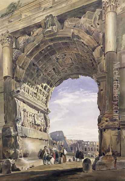 Arch of Titus, Rome, 1842 2 Oil Painting - Thomas Hartley Cromek