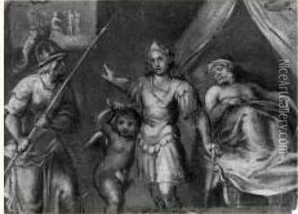Scene Mythologique Avec Minerve Et Un Putto Oil Painting - Otto van Veen