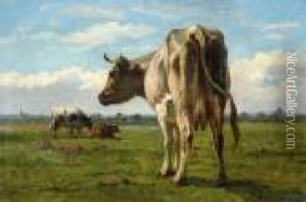 Koeien In Polderlandschap Oil Painting - Louis Marie Dominique Romain Robbe
