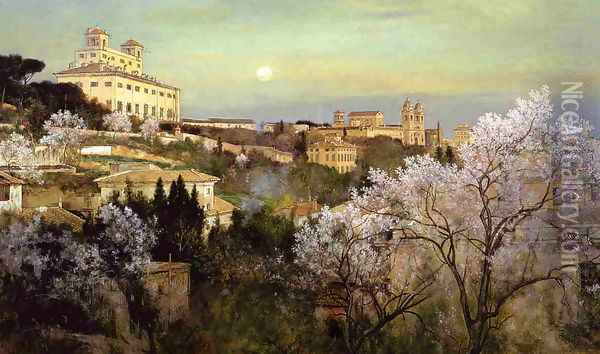 Il Pincio with a View of Villa Medici Oil Painting - Charles Caryl Coleman