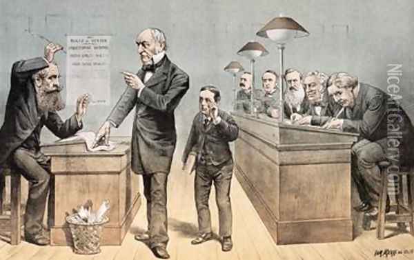 Mr Gladstone and his Clerks from St Stephens Review Presentation Cartoon 1 May 1886 Oil Painting - Tom Merry