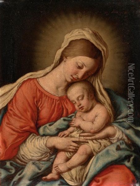 Madonna And Child (collaboration W/workshop) Oil Painting - Giovanni Battista Salvi (Il Sassoferrato)