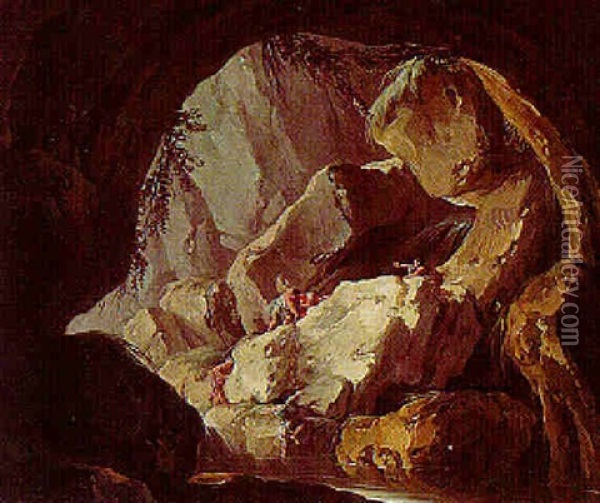 Personnage Romain Dans Les Grottes Oil Painting - Jean Baptiste Lallemand