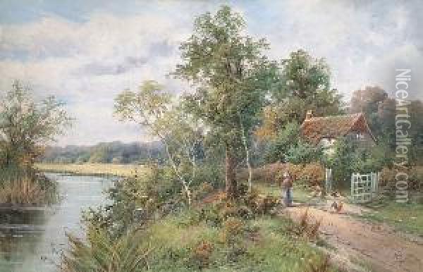 'on The River Eden Near Carlisle' And 'near Aspatria, Cumberland' Oil Painting - John Henry Boel