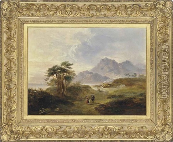Travellers On A Beaten Track Oil Painting - Thomas Fenwick