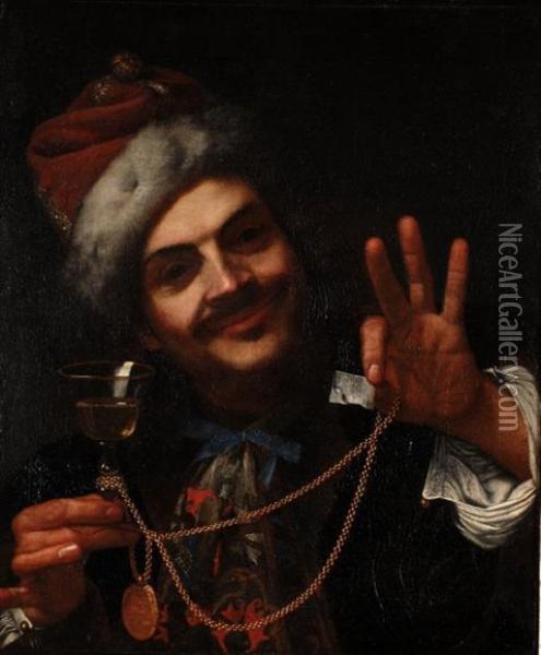 Self-portrait Of The Artist As Laughter Oil Painting - Pietro Bellotti