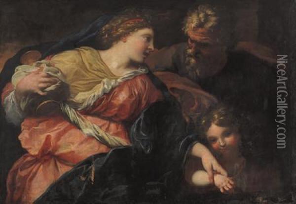 Abramo Scaccia Agar E Ismaele Oil Painting - Giovanni Battista Carlone