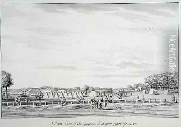 A South View of the Camp on Hampton Court Green Oil Painting - Bernard III Lens