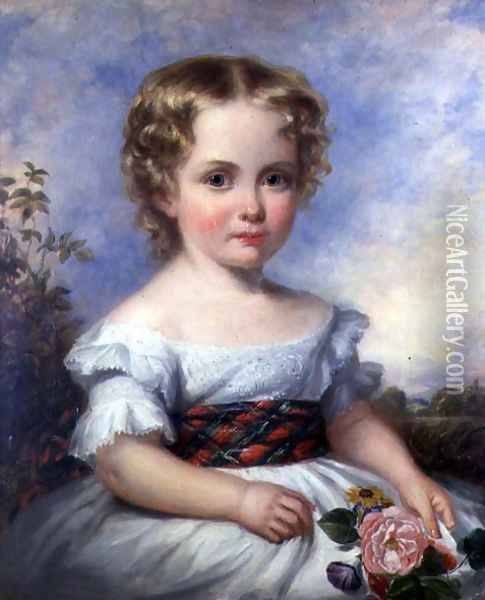 Portrait of a Young Girl with a Tartan Sash Oil Painting - John Carpenter
