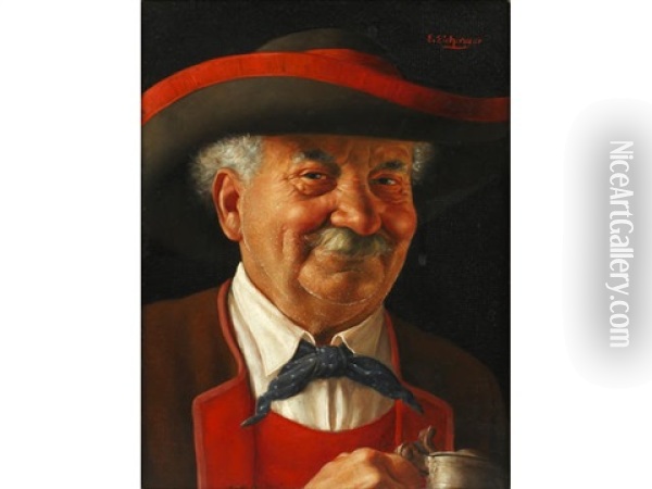 Man With Tankard Oil Painting - Erwin Eichinger