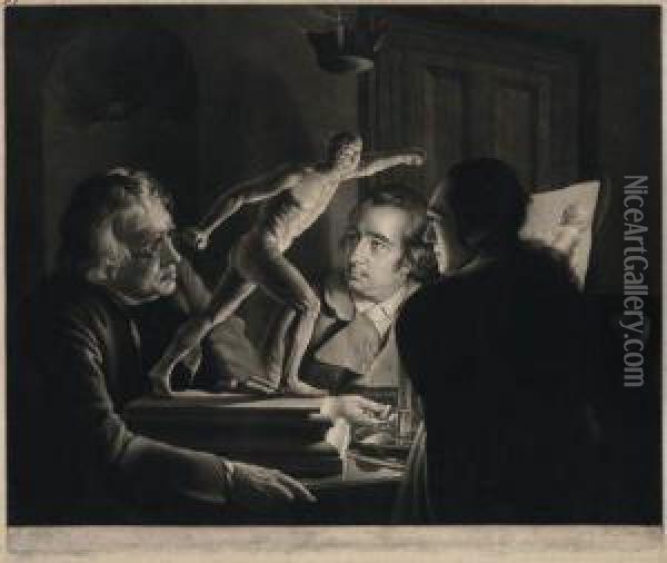 Three Persons Viewing The Gladiator By Candlelight Oil Painting - William Pether