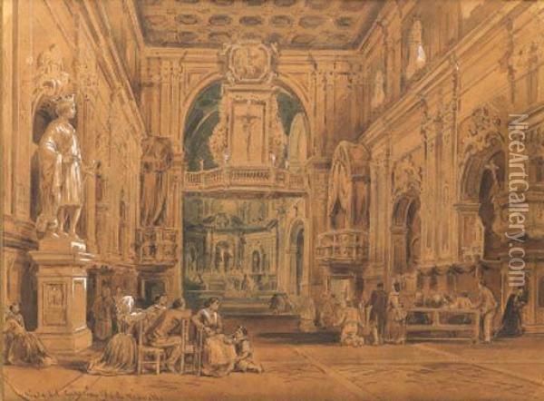 Interno Della Chiesa Del Carmine Oil Painting - Achille Vianelli