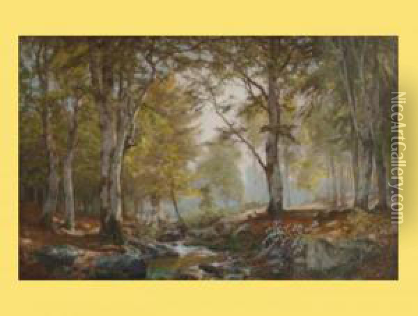 Waldlandschaft Oil Painting - Heinrich Bohmer