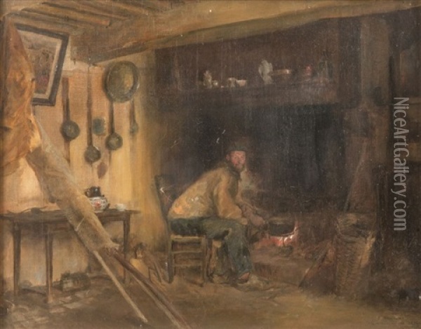 Interieur De Pecheur Normand Oil Painting - Edouard Joseph Dantan