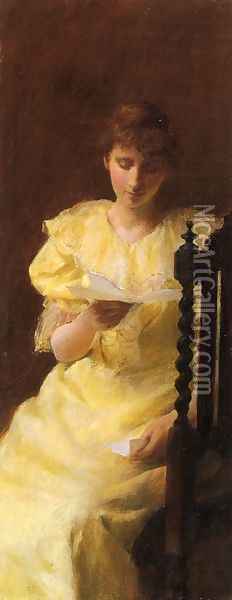 Lady in Yellow Oil Painting - Charles Curran