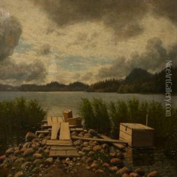 Summer Day At A Lake Oil Painting - Carl Henrik Bogh