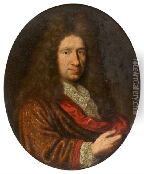 Portrait D'homme A La Lavalliere De Dentelle Oil Painting - Pierre Mignard the Elder