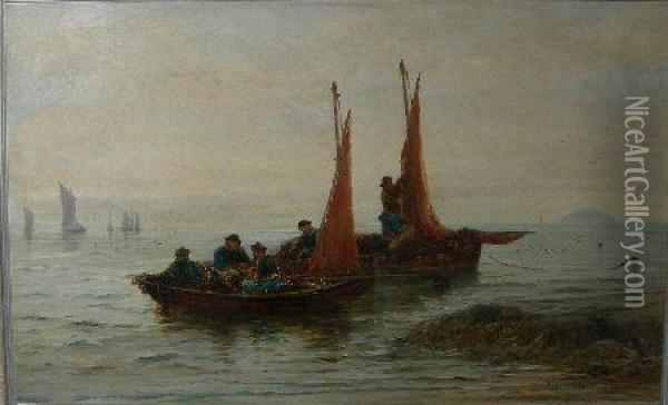 The Day's Catch, Off The West Coast, Aisla Craig Oil Painting - John Chalmers