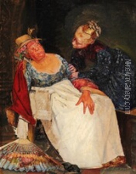 Juliet And The Wet-nurse Oil Painting - P.H. Kristian Zahrtmann
