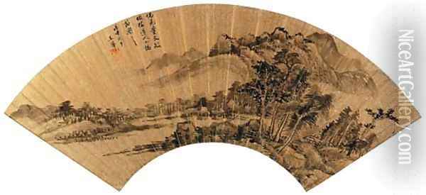 Landscape After Dong Qichang (1555-1636) Oil Painting - Hui Wang