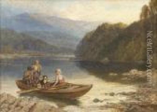 A Highland Ferry Near Pitlochry Oil Painting - Myles Birket Foster