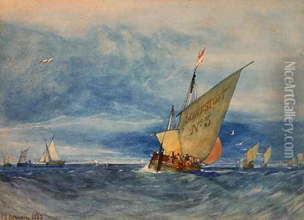 Off Lowestoft Fresh Breeze 1833 Oil Painting - John Sell Cotman