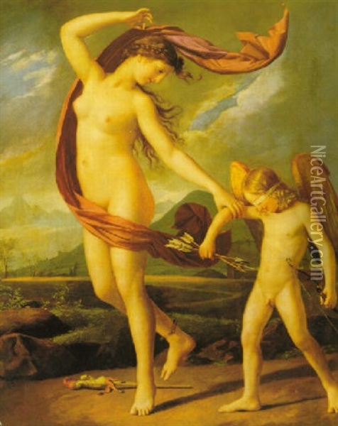 Psyche And Cupid Oil Painting - Joseph Berger