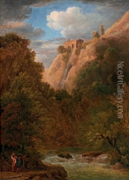Paysage A La Cascade Oil Painting - Jean Victor Bertin