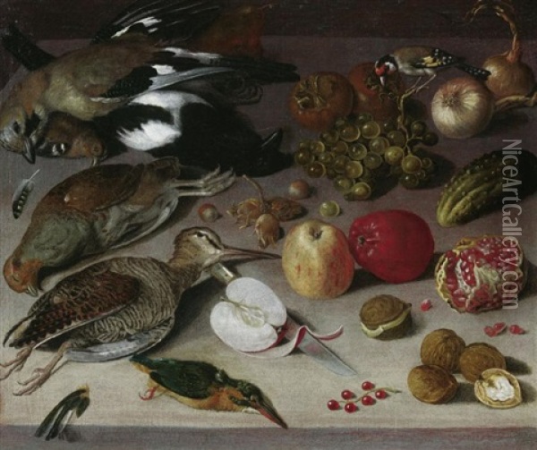 Stilleben Mit Fruchten Und Vogeln Oil Painting - Georg Flegel