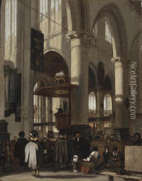 Interior Of The Oude Kerk In Delft Oil Painting - Emanuel de Witte