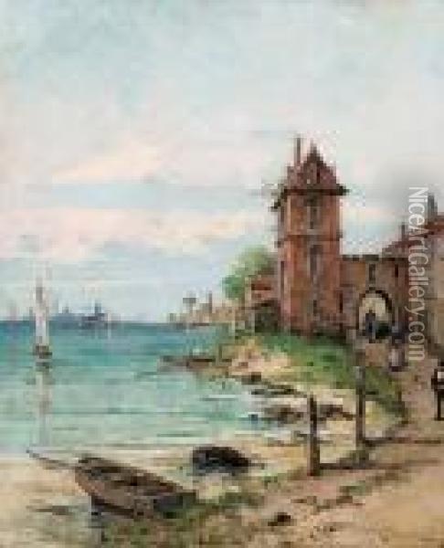 Uferpartie Mit Stadttor Oil Painting - Gustave Mascart