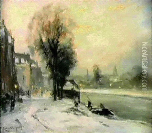 Winterliche Vorstadt Oil Painting - Louis Apol