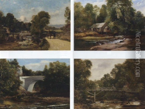 Sketch Of The New Bridge Built By Lord Lynedoch Oil Painting - Frederick Richard Lee