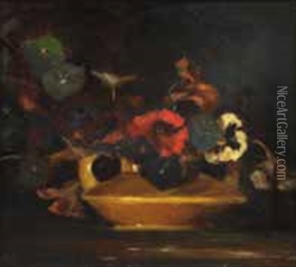 Stillleben Mit Brunnenkresse Und Stiefmutterchen Oil Painting - Henri Fantin-Latour