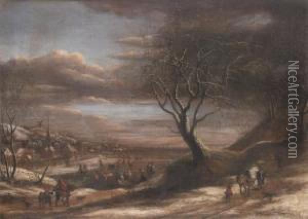 Winter Landscape Oil Painting - Theodore van Heil