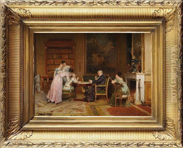 Dimanche En Famille A Fontainebleau Oil Painting - Louis Emile Adan