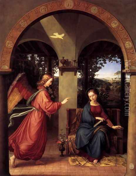 Annunciation Oil Painting - Julius Schnorr Von Carolsfeld