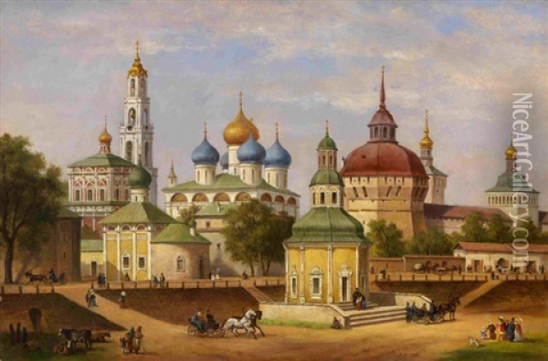 View Of The Trinity Lavra Of St. Sergius Oil Painting - Joseph Andreas Weiss