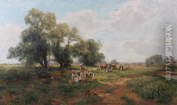 Gathering Field Peas Oil Painting - Ernst Walbourn