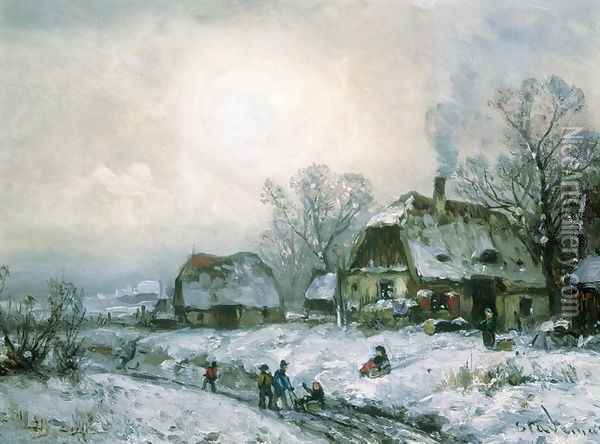 Winter Walk Oil Painting - Adolf Stademan