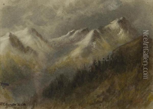In The Selkirks - Stormy Weather. Oil Painting - Thomas Mower Martin