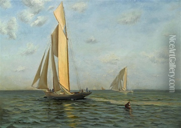 Sailing Yacht Lurline Oil Painting - Charles Rollo Peters