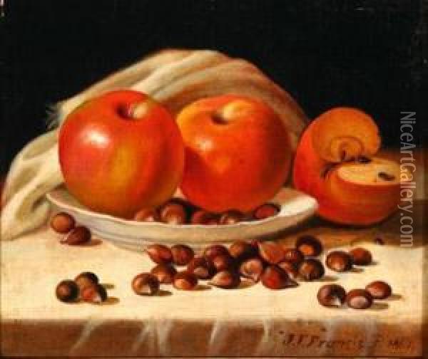 Still Life Of Apples And Chesnuts Oil Painting - John Francis
